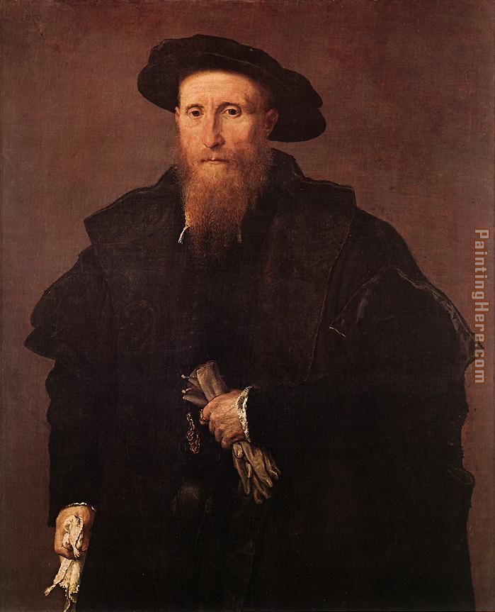 Gentleman with Gloves painting - Lorenzo Lotto Gentleman with Gloves art painting